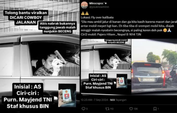 Geger Pria Diduga Anggota BIN Acungkan Senpi di Flyover Kalibata. (Foto: @youknowminn)