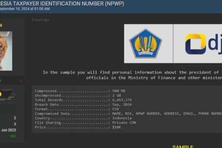 Hacker Bjorka Bikin Geger Lagi! Bongkar Data NIK hingga NPWP Milik Pejabat dan Minta Tebusan Rp 153 Juta