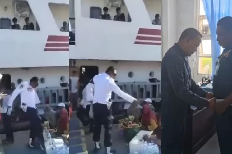 Viral Oknum Pegawai KSOP Kendari Tendang Dagangan Emak-emak. (Foto: Instagram/@sultrainformasi)