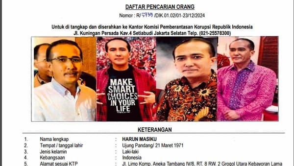 Foto terbaru Harun Masiku yang diterbitkan KPK