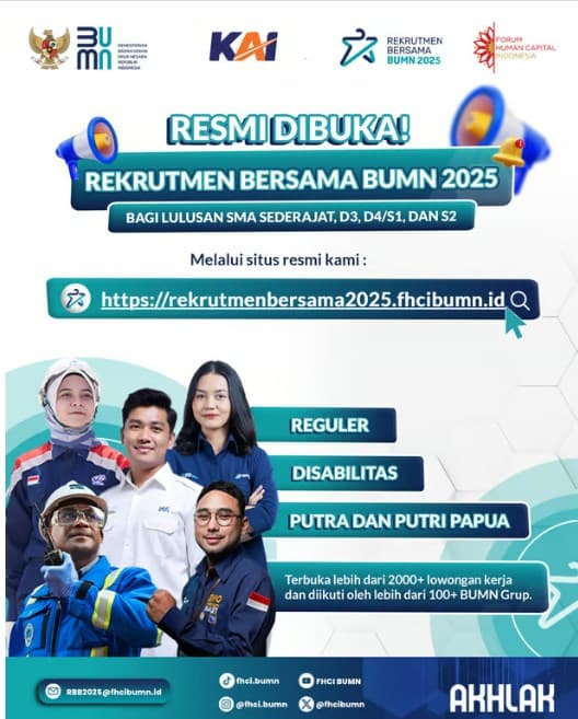 KAI Buka Peluang Berkarier di Rekrutmen Bersama BUMN 2025.
