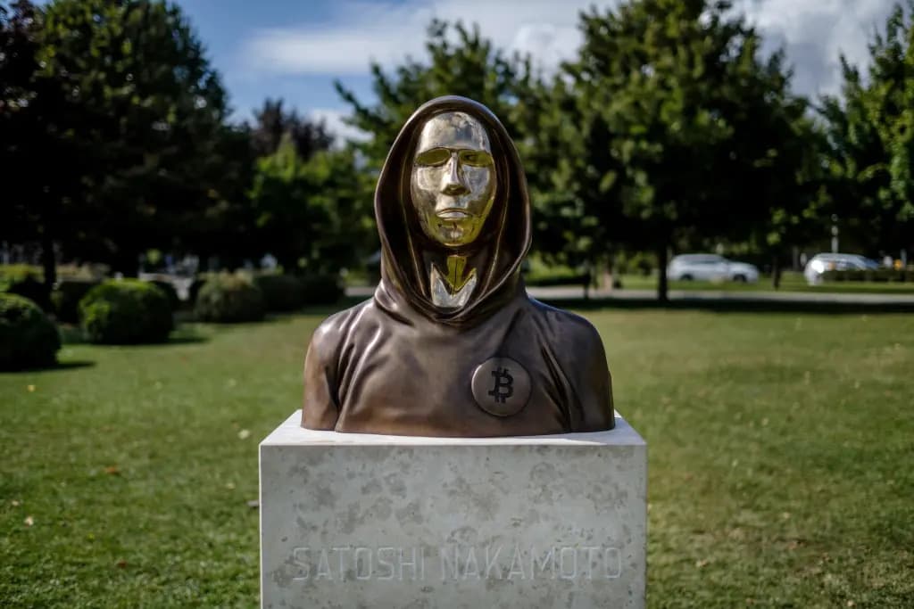 Patung Satoshi Nakamoto di Budapest, ibu kota Hongaria. Foto; New York Post