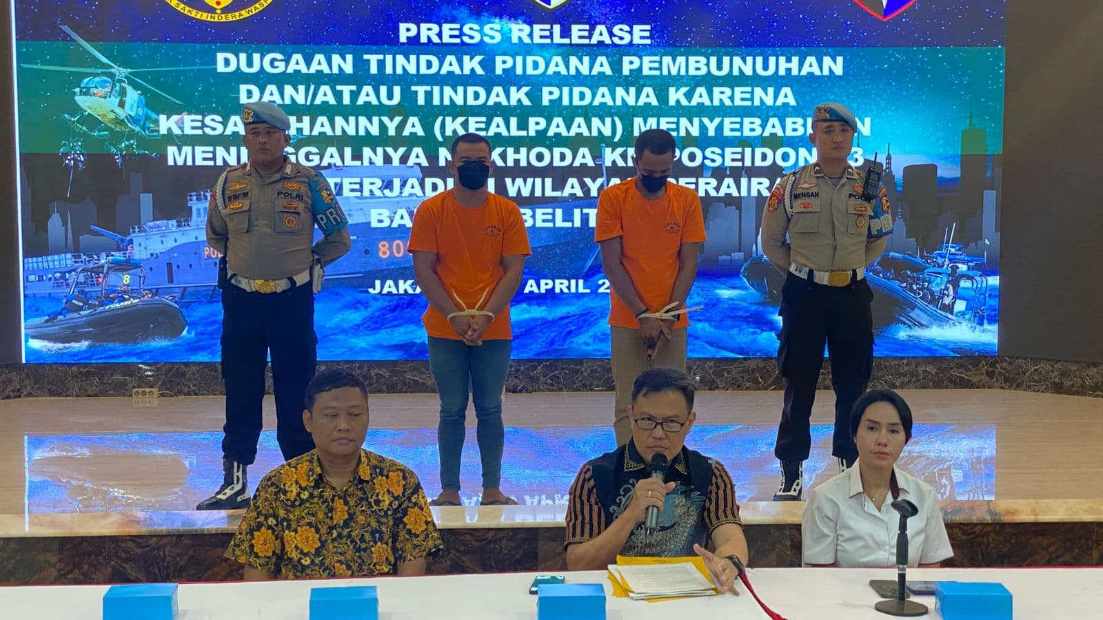 Pengungkapan kasus penggelapan dan pembunuhan di KM Poseidon 03 (Foto: Polri)