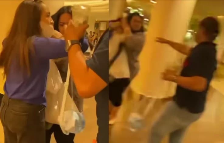 Viral Oknum Polisi di Makassar Dilabrak Istri Sah. (Foto: Facebook/Bugis Share)