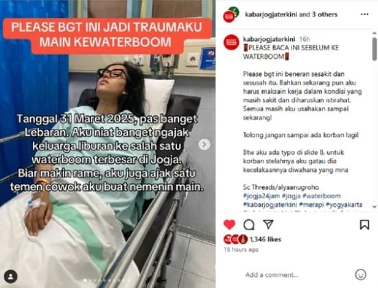 Viral Curhat Pilu Cewek Alami Patah Tulang Gegara Main Wahana Waterboom di Jogja.