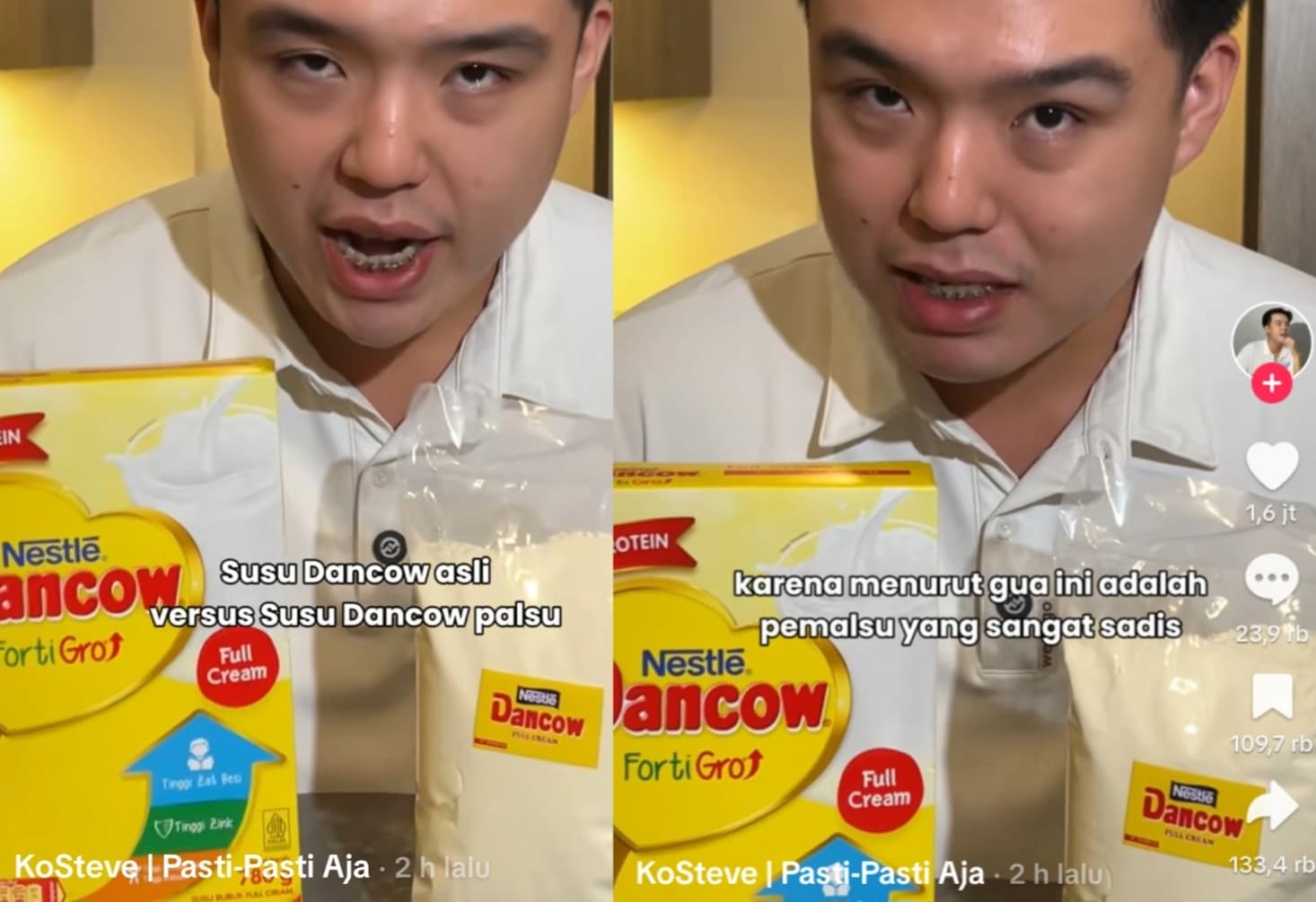 Dugaan susu Dancow palsu dijual di platform e-commerce (Foto: Tiktok/ kosteve_)