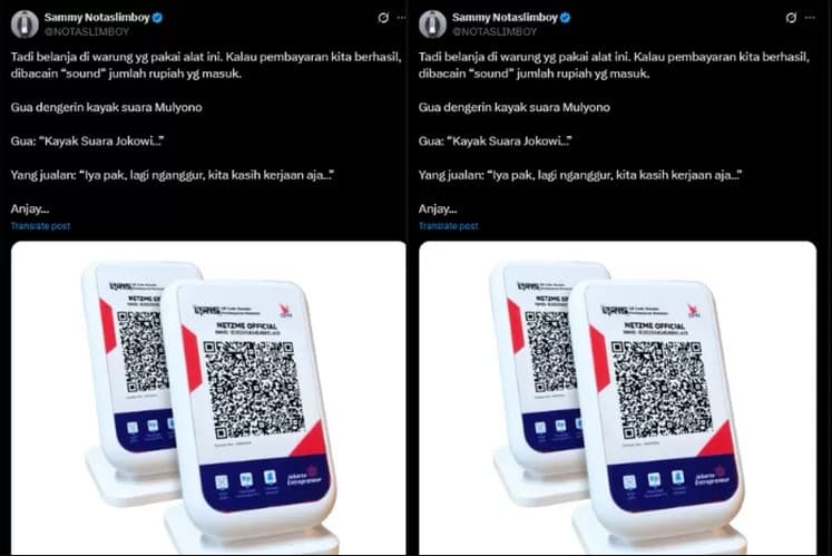 Lagi Viral Mesin QRIS dengan Suara 'Jokowi'.
