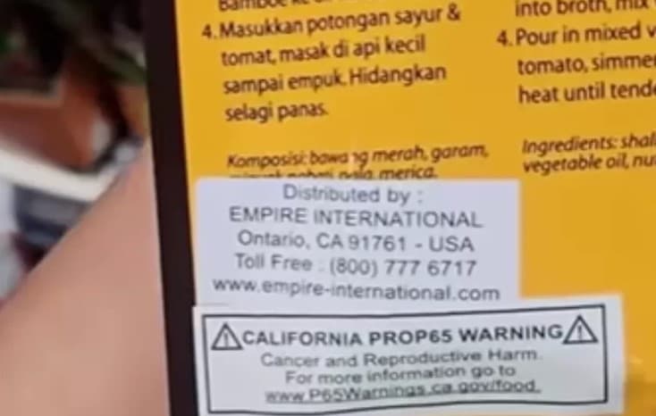 Viral! California Beri Peringatan Soal Bumbu Instan Asal Indonesia Diduga Jadi Penyebab Kanker