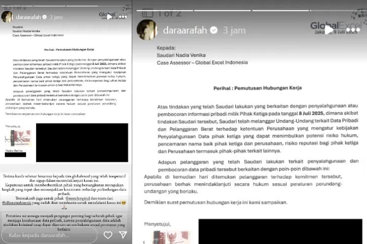 Imbas Kasus Doxing ke Selebgram Dara Arafah, Global Excel Indonesia Resmi Pecat Nadia Venika