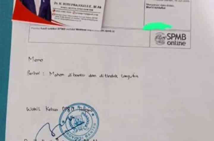 Ini Kata Ketua DPRD Banten Budi Prajogo Perihal Memo Titipan Siswa di SPMB Cilegon