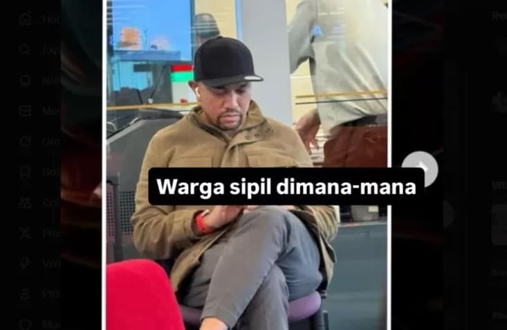 Viral Foto Ahmad Sahroni Lagi Duduk Santai di Bandara, Diduga Mau 'Kabur' ke Singapura. (Foto: Twitter)
