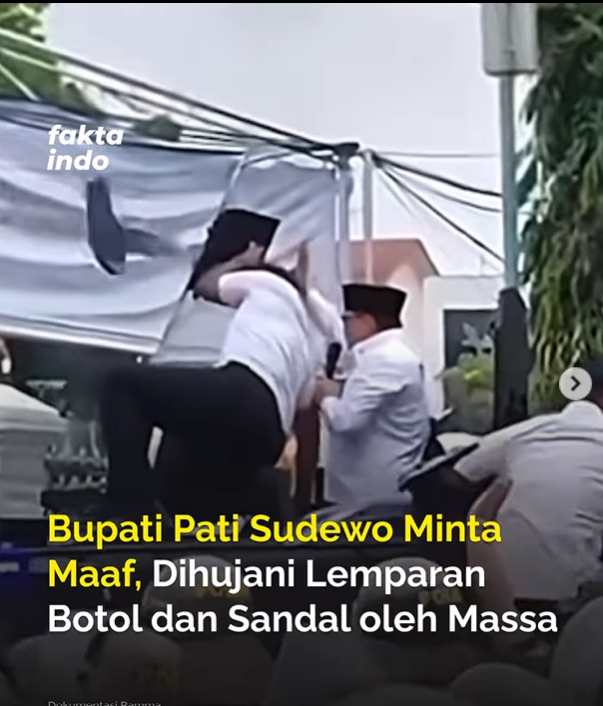 Viral Video Bupati Pati Sudewo Minta Maaf Namun Dibalas Lemparan Sandal, Warganet: Meriah Sekali!