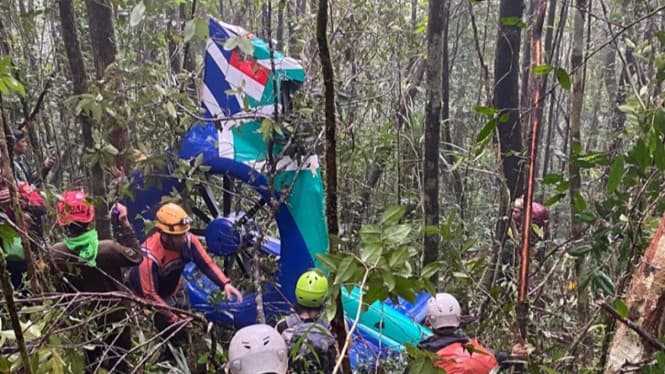 Helikopter BK117 D3 yang hilang ditemukan di Hutan Mentewe (Foto:Istimewa)