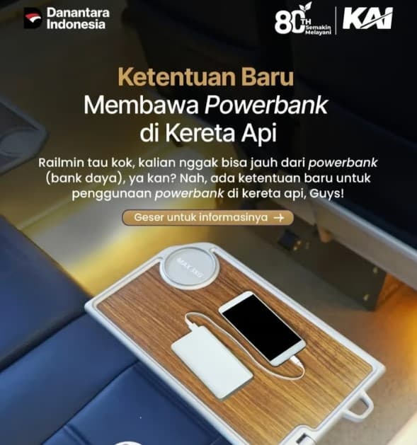 Ketentuan Baru Membawa Powerbank di Kereta Api.