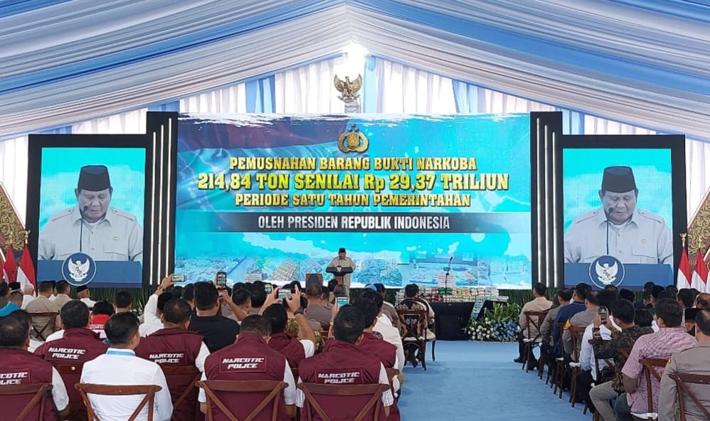 Presiden Prabowo Pimpin Pemusnahan 214,84 Ton Narkoba di Mabes Polri, Jakarta Selatan (Foto: Hastina/REQnews)