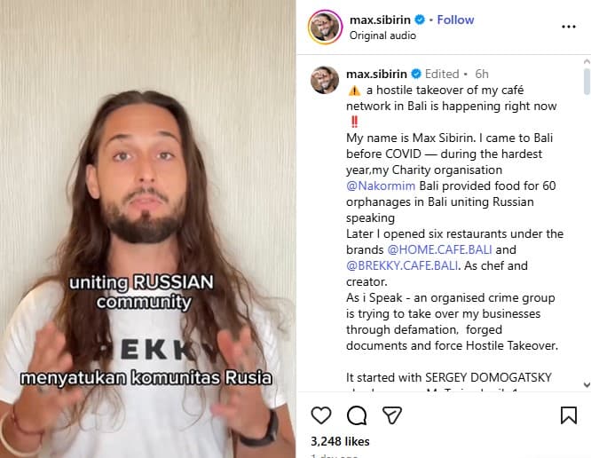 Viral WNA Protes Bisnis Kafenya di Bali Diambil Alih Paksa Sesama Bule Rusia, Warganet Colek Imigrasi hingga Polri: Tolong Dibasmi Turis-turis Ini!