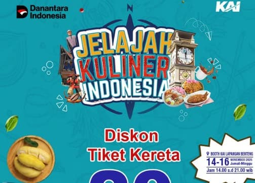 Meriahkan Jelajah Kuliner Indonesia 2025, KAI Hadirkan Diskon 20 Persen untuk Tiket Kereta Eksekutif Jawa-Sumatera