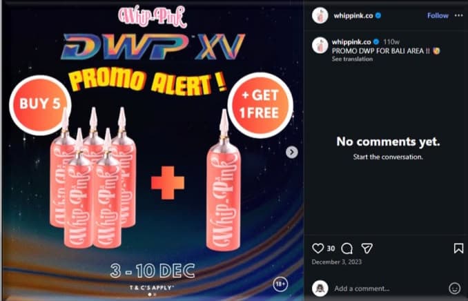 Dugaan promosi whip pink di konser DWP tahun 2023. (Foto: dok. Istimewa)