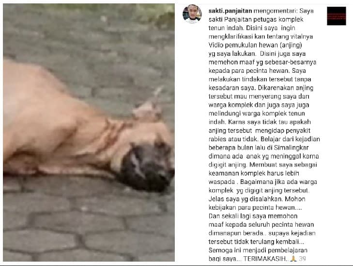 Sekuriti Kompleks Tenun Indah beri klarifikasi soal insiden pemukulan anjing. (Foto: Istimewa) Sekuriti Kompleks Tenun Indah beri klarifikasi soal insiden pemukulan anjing. (Foto: Istimewa)