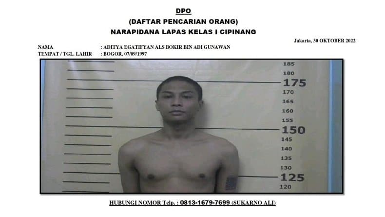 Bandar Narkoba, Aditya Egatifyan alias Bokir Kabur dari Lapas Cipinang (Foto:Lapas Cipinang) Bandar Narkoba, Aditya Egatifyan alias Bokir Kabur dari Lapas Cipinang (Foto:Lapas Cipinang)