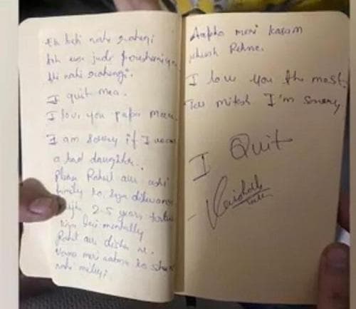 Surat wasiat yang ditulis Vaishali Thakkar sebelum gantung diri Surat wasiat yang ditulis Vaishali Thakkar sebelum gantung diri