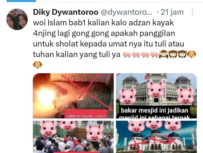 Pemilik akun twitter @dywantoroo67767 menghina agama Islam (Foto:Twitter) Pemilik akun twitter @dywantoroo67767 menghina agama Islam (Foto:Twitter)