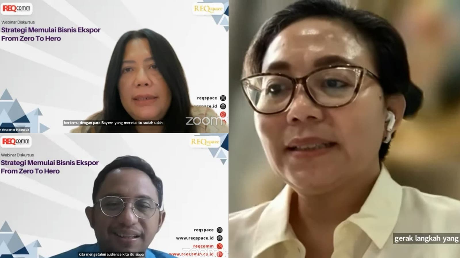Webinar Strategi Memulai Bisnis Ekspor from Zero to Hero (Foto: REQnews) Webinar Strategi Memulai Bisnis Ekspor from Zero to Hero (Foto: REQnews)