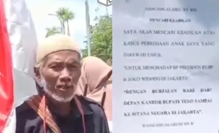 Ayah korban pemerkosaan melakukan aksi jalan kaki ke Jakarta demi mendapatkan keadilan. Ayah korban pemerkosaan melakukan aksi jalan kaki ke Jakarta demi mendapatkan keadilan.