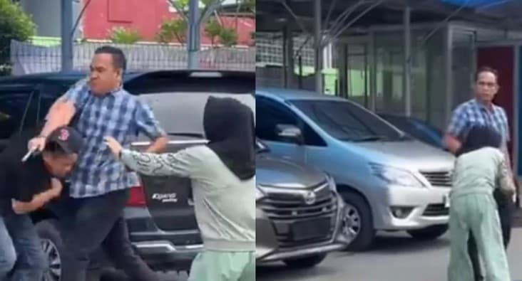 Viral insiden cekcok antara oknum polisi dan debt collector. (Foto: X/@LokalPendaki) Viral insiden cekcok antara oknum polisi dan debt collector. (Foto: X/@LokalPendaki)