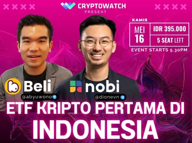 Event "ETF Kripto Pertama di Indonesia" akan digelar pada 16 Mei 2024 mendatang. Event "ETF Kripto Pertama di Indonesia" akan digelar pada 16 Mei 2024 mendatang.