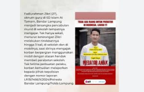 Geger Oknum Guru SD Tersangka Pencabulan di Bandar Lampung Tak Ditahan Gegara Beri Jaminan Uang Rp 50 Juta dan Sertifikat Tanah. Geger Oknum Guru SD Tersangka Pencabulan di Bandar Lampung Tak Ditahan Gegara Beri Jaminan Uang Rp 50 Juta dan Sertifikat Tanah.