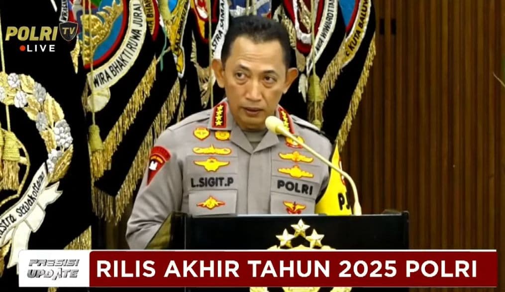 Kapolri Jenderal Listyo Sigit Prabowo di Rilis Akhir Tahun 2025 (Foto: Polri TV) Kapolri Jenderal Listyo Sigit Prabowo di Rilis Akhir Tahun 2025 (Foto: Polri TV)