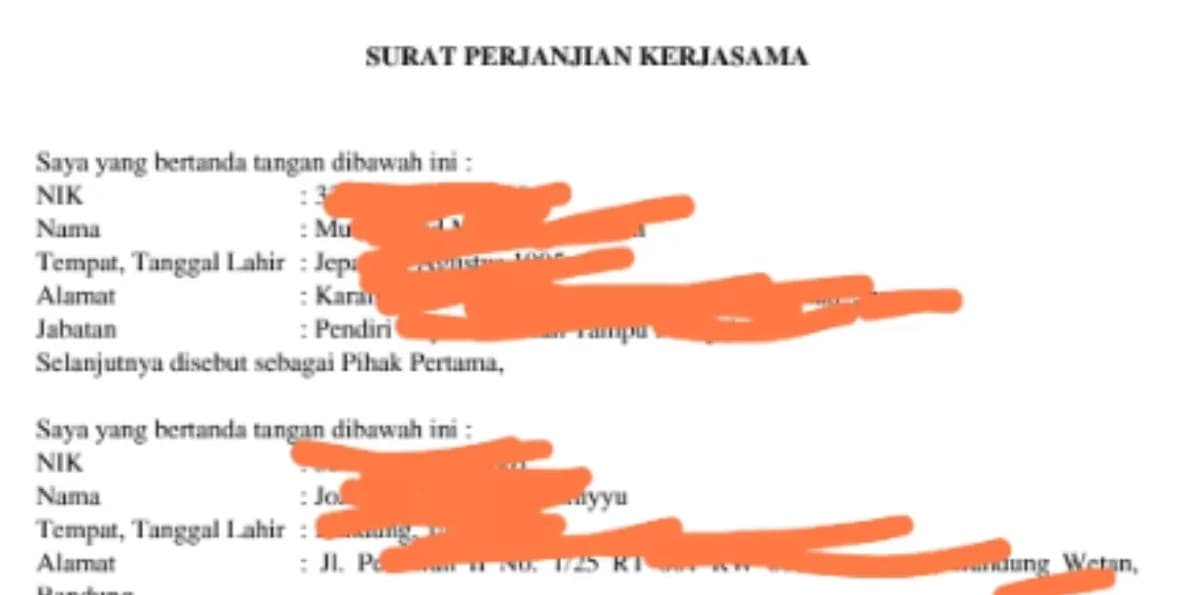 Viral Diduga Bocoran Surat Perjanjian Kerjasama Titik Dapur SPPG, Janjikan Rp 28 Juta Per Bulan Jika Invest Rp 200 Juta. (Foto: Thread/@mylodius) Viral Diduga Bocoran Surat Perjanjian Kerjasama Titik Dapur SPPG, Janjikan Rp 28 Juta Per Bulan Jika Invest Rp 200 Juta. (Foto: Thread/@mylodius)